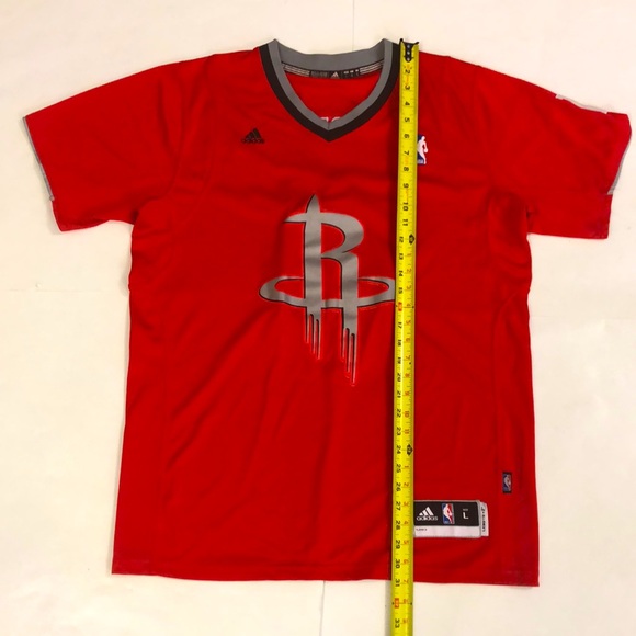 Adidas L Top Red White Jersey Rockets Short Sleeve Harden 13 Excellent Condition - Picture 4 of 13